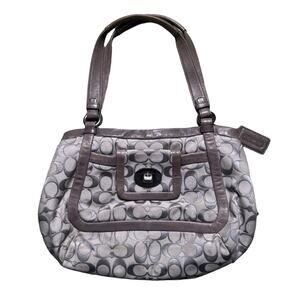 Coach Cricket 13604 Signature Shoulder Bag with Pink Interior